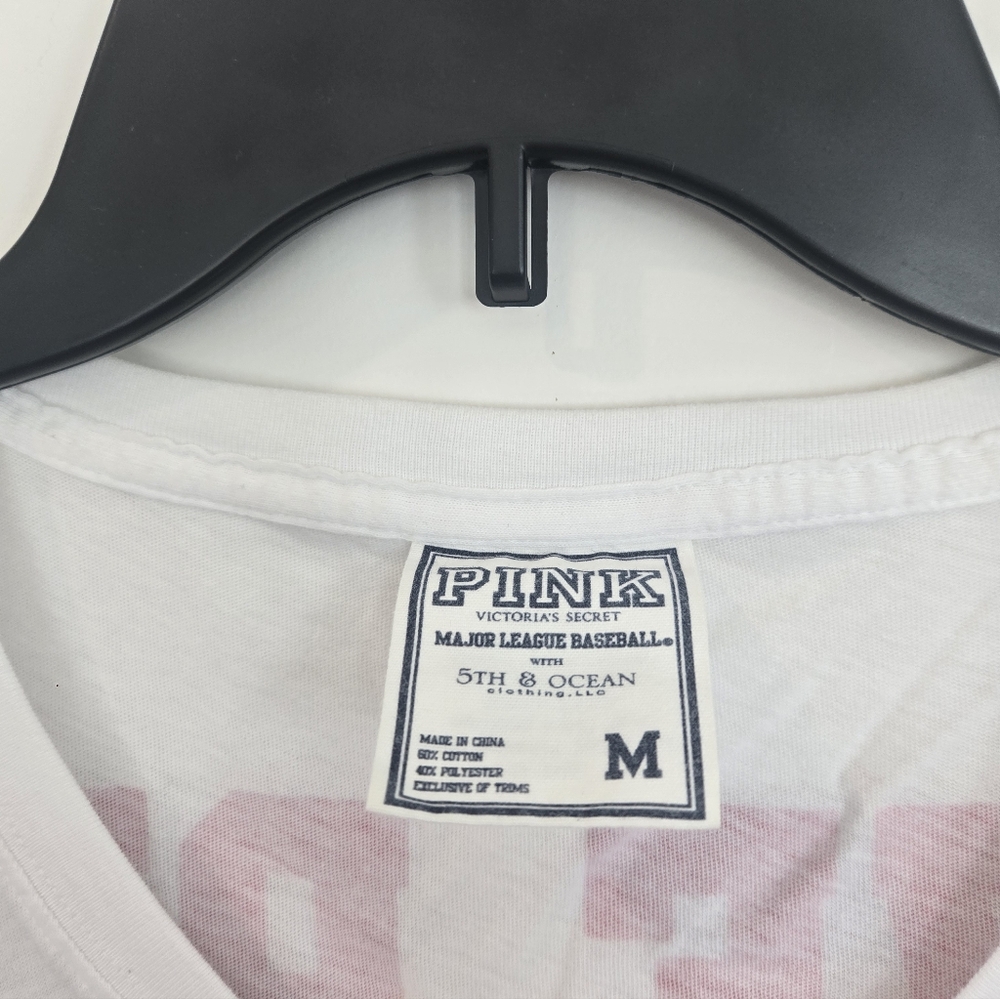 Victorias Secret PINK Twins Womens White and Red T-Shirt Size Medium - Picture 3 of 5